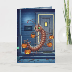 Carte Centipède d'Halloween faisant la tournée des frian