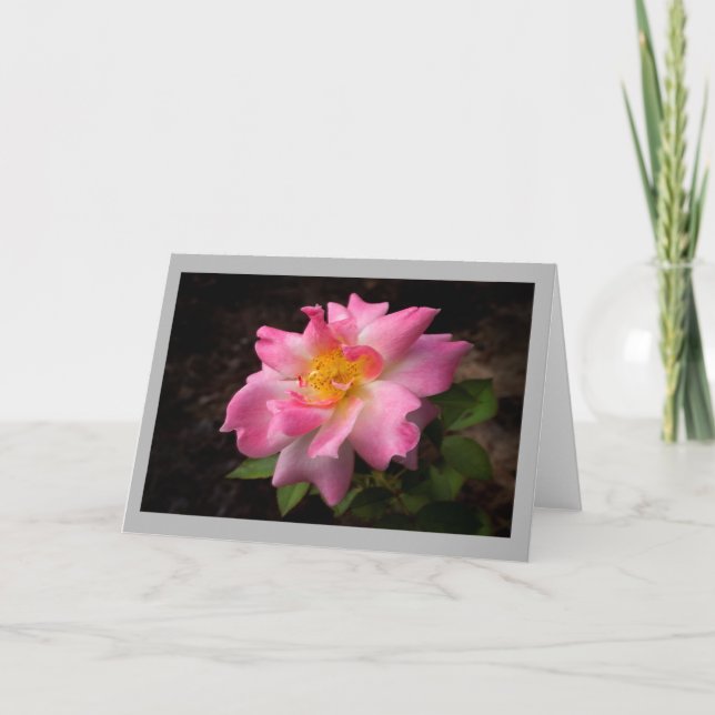 Carte Centre d'or de rose vibrant de rose (Devant)