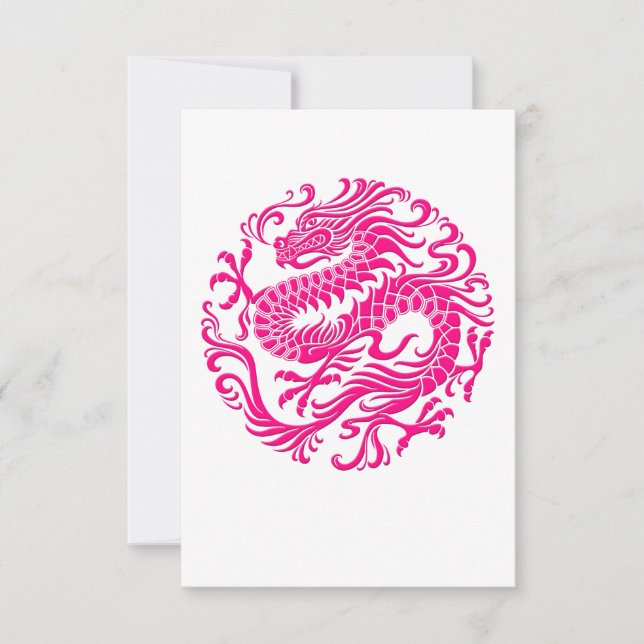 Carte Cercle de dragon chinois rose traditionnel (Devant)