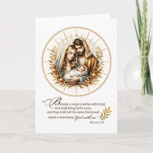 Carte Cercle de lumière dorée des Écritures de Noël reli (Devant)