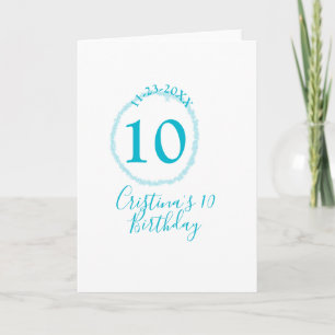 Carte Cercle turquoise. Parties scintillant ronde 10e an