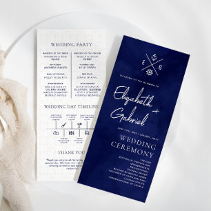 Carte Cérémonie des Mariages de voyage de la Marine Blue