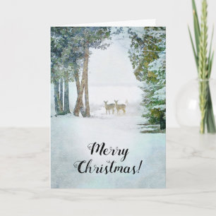 Carte Cerf à queue blanche dans la neige hivernale Noël 
