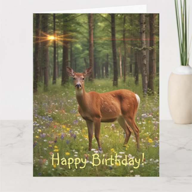 Carte Cerf dans la forêt magique (Devant)