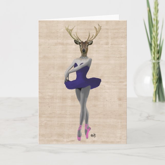Carte Cerf de ballet en bleu (Devant)