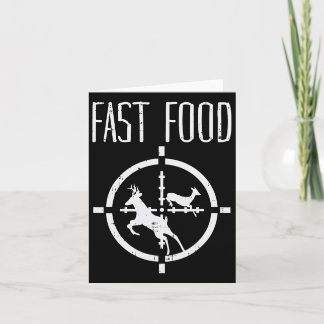 Carte Cerf de Fast Food Drôle d'Élan Buck Chasse à l'Arc (Devant)