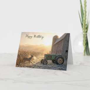 Carte Cerf de la fête d'anniversaire dans la brume avec 