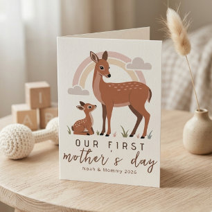 Carte Cerf des Bois Maman Bébé Premier Jour des Mamans C