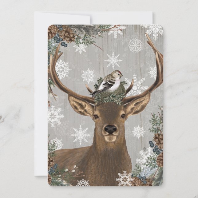 Carte cerf d'hiver vintage moderne (Devant)
