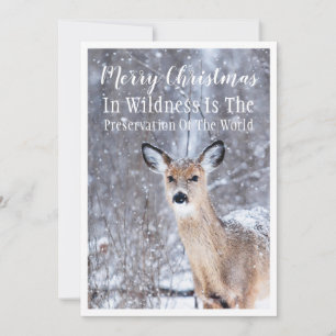 Carte Cerf en hiver Forêts de neige Salutation de Noël