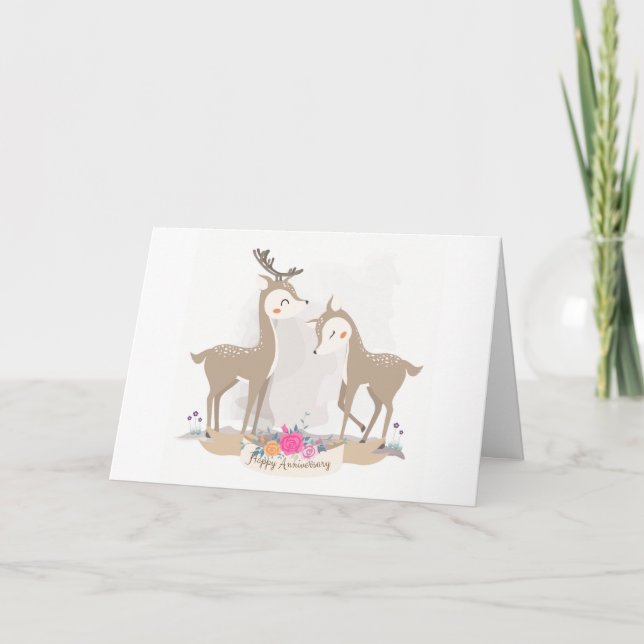 Carte Cerf Mignon Amoureux (Devant)