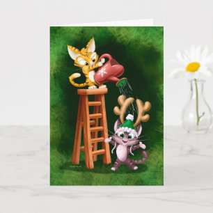 Carte CERFS PLUVIAUX CHATS (mat) par Jeff Willis Art