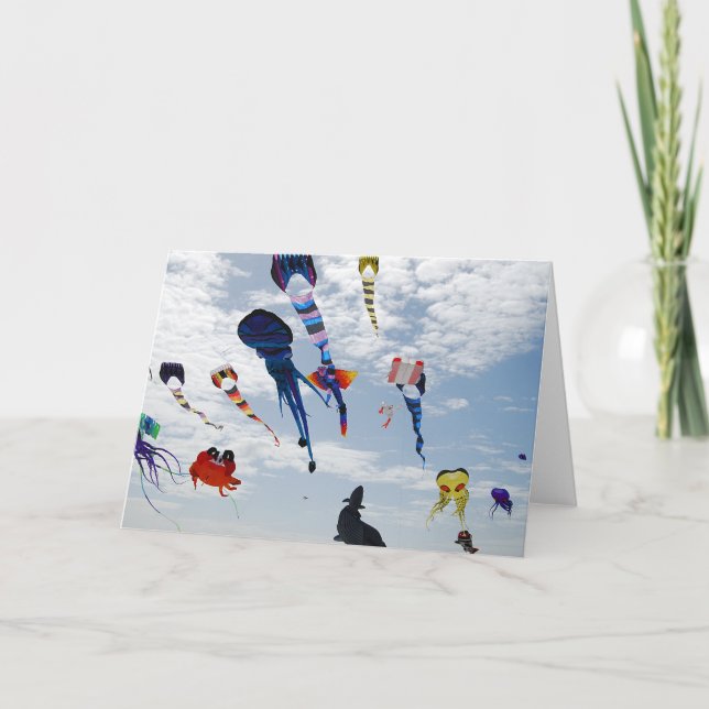 Carte Cerfs-volants multi de couleur peignant le ciel (Devant)