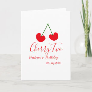 Carte Cerise deux 2e anniversaire rouge cerise enfants s