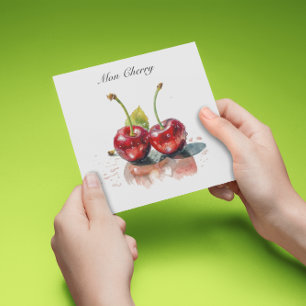 Carte Cerises amoureuses en Aquarelle, sur mesure