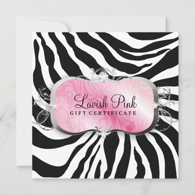 Carte Certificat-cadeau 311 Lavish Pink Platter Zebra (Devant)