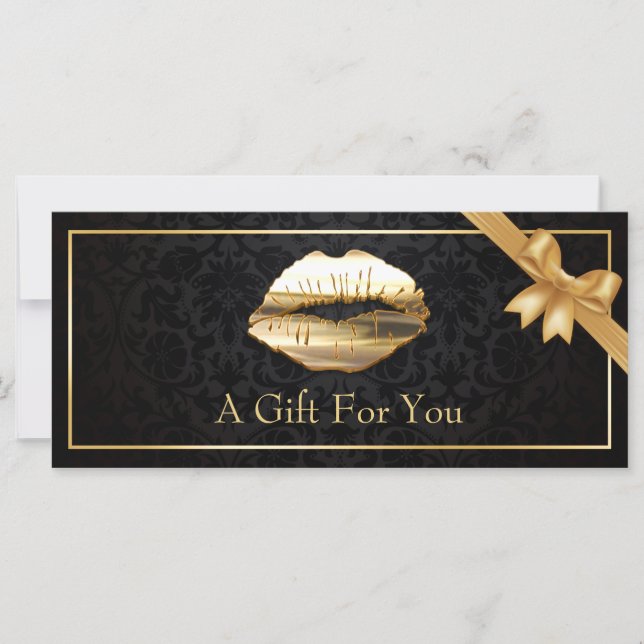 Carte Certificat cadeau 3D Gold Lips Artist Floral (Devant)