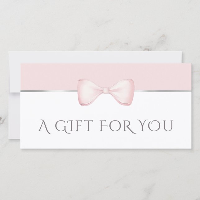 Carte Certificat cadeau à l'arc rose Coquette (Devant)