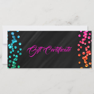 Carte Certificat-cadeau à pois confettis arc-en-ciel noi