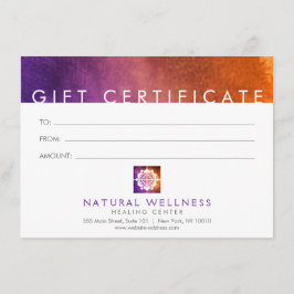 Carte Certificat cadeau Abstrait de bien-être violet mod