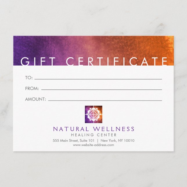 Carte Certificat cadeau Abstrait de bien-être violet mod (Devant)