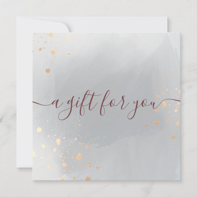 Carte Certificat Cadeau Aquarelle Gris avec Éclaboussure (Devant)