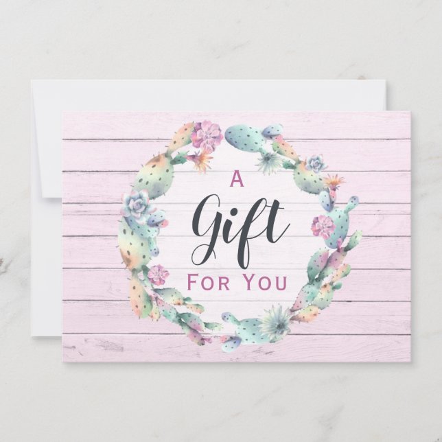 Carte Certificat cadeau Aquarelle Succulent Cactus Boho (Devant)