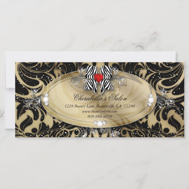 Carte Certificat cadeau Bijoux de salon de mode Zebra Bo (Devant)