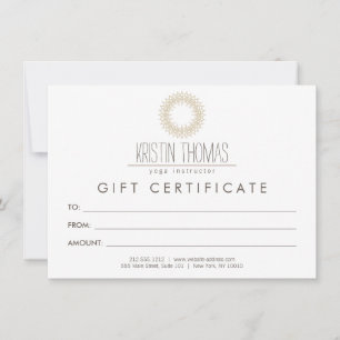 Carte Certificat cadeau Bohemian Gold Sun Mandala