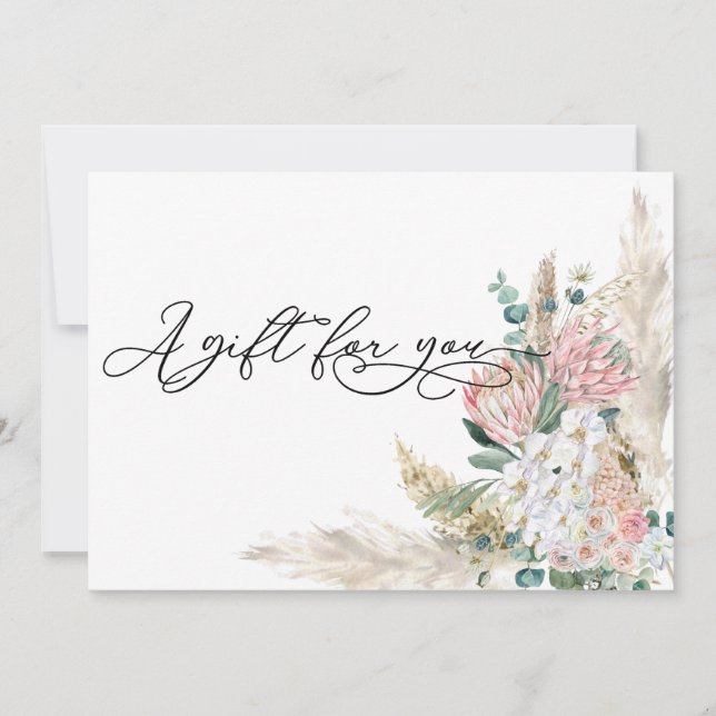 Carte Certificat cadeau Boho Pampas Grass Floral Bouquet (Devant)