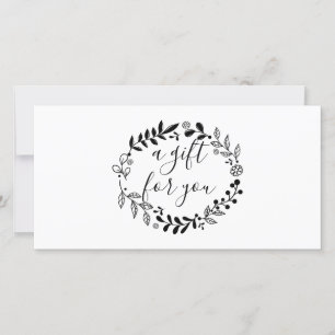 Carte Certificat Cadeau Bois et Fleurs Noir et Blanc
