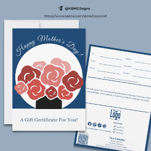 Carte Certificat Cadeau Bouquet de Fête des Mères Tendan