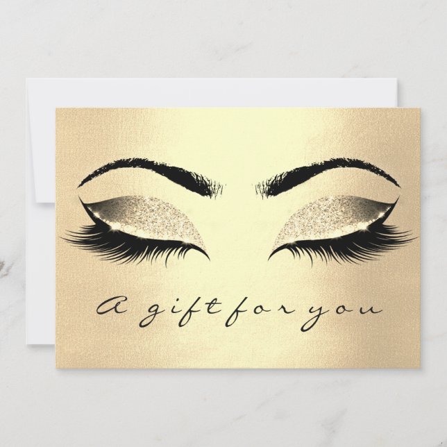 Carte Certificat cadeau Champaiment Gold Lash maquillage (Devant)