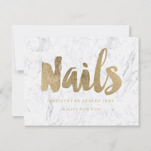 Carte Certificat cadeau chic faux or girly Nails marbre