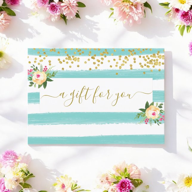 Carte Certificat cadeau client Turquoise White Gold (Créateur téléchargé)