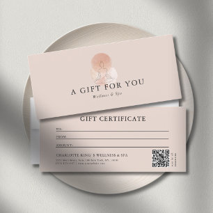 Carte Certificat Cadeau Code QR Femme Yoga Art Linéaire
