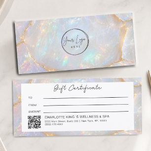 Carte Certificat Cadeau Code QR Logo Opale Luxe