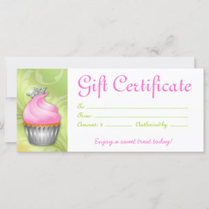 Carte Certificat cadeau Cupcake Couronne Pink Lime