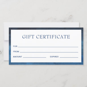 Carte Certificat cadeau d'affaires bleu de la marine mod