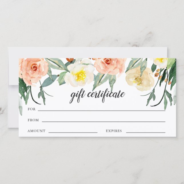 Carte Certificat cadeau d'affaires floral (Devant)
