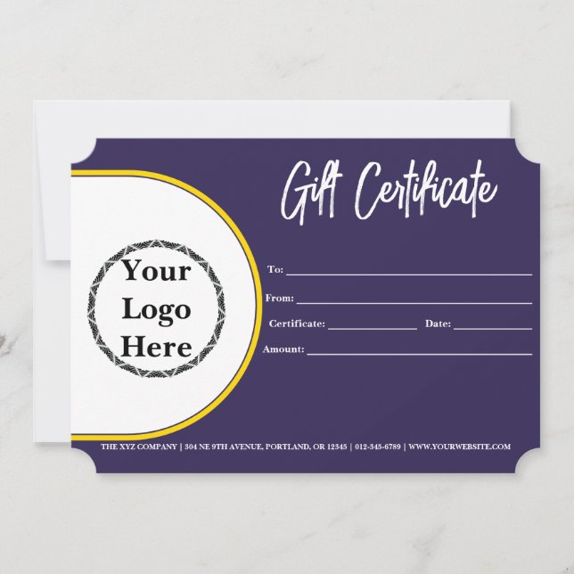 Carte Certificat cadeau d'affaires moderne Script avec l (Devant)