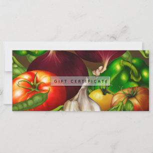 Carte Certificat-cadeau d'aliments biologiques pour légu