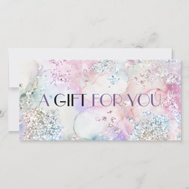 Carte Certificat cadeau d'aquarelle Faux parties scintil (Devant)