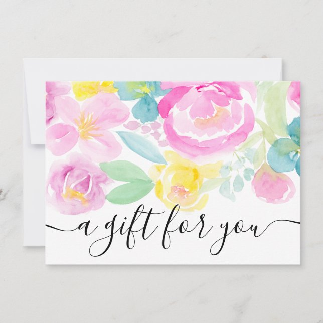 Carte Certificat cadeau d'aquarelle florale rose (Devant)