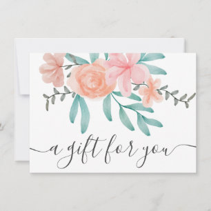 Carte Certificat cadeau d'aquarelle rose corail
