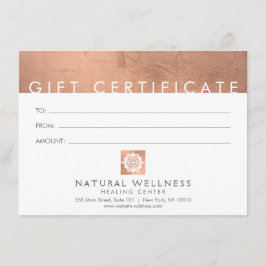 Carte Certificat cadeau de bien-être RoseGold Abstrait m