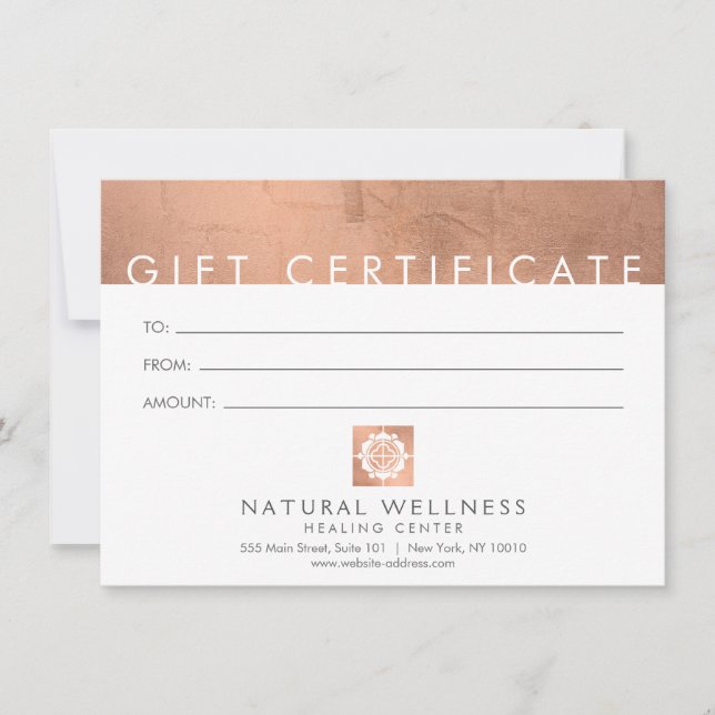 Carte Certificat cadeau de bien-être RoseGold Abstrait m (Devant)