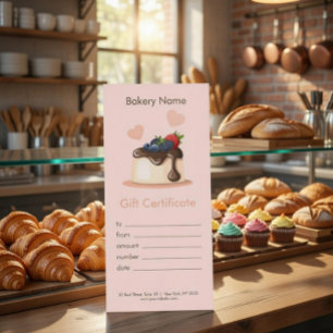Carte Certificat-cadeau de boulangerie personnalisé 