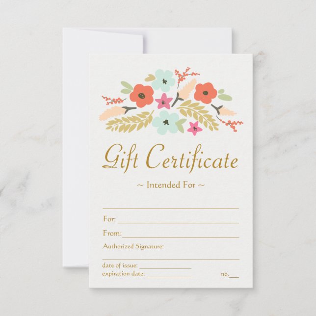 Carte Certificat cadeau de bouquet de fleurs (Devant)