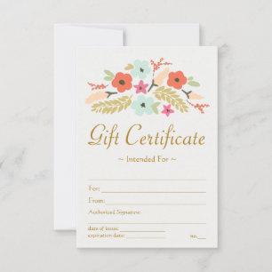 Carte Certificat cadeau de bouquet de fleurs